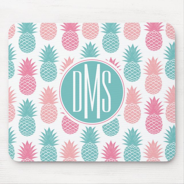 Vintages Monogramm des Ananas-Muster-| Mousepad (Vorne)