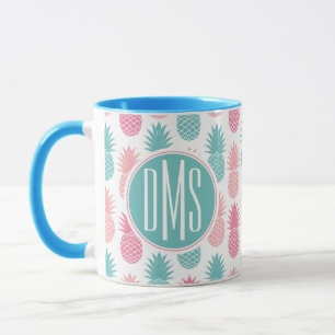 Vintages Monogramm des Ananas-Muster-  Tasse
