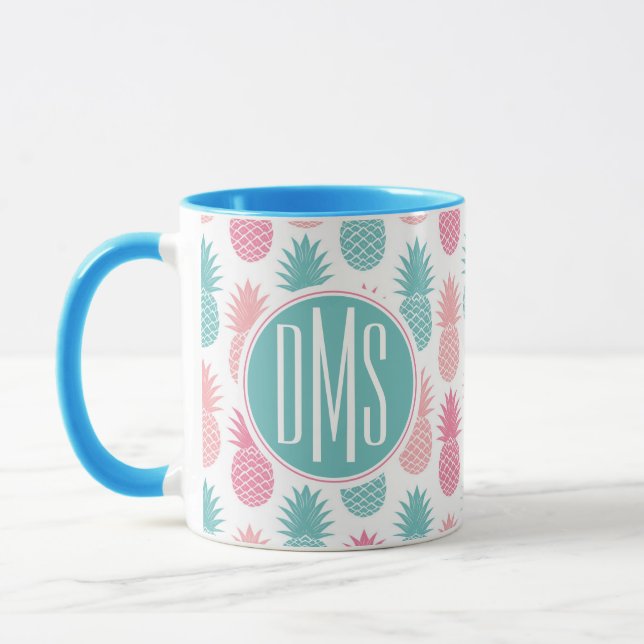 Vintages Monogramm des Ananas-Muster-| Tasse (Links)