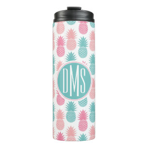 Vintages Monogramm des Ananas-Muster-  Thermosbecher