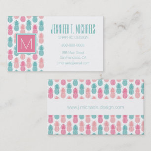 Vintages Monogramm des Ananas-Muster-  Visitenkarte