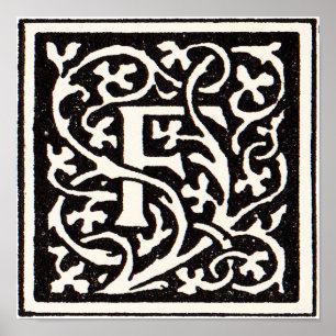 Vintages Monogramm F Art Nouveau Poster