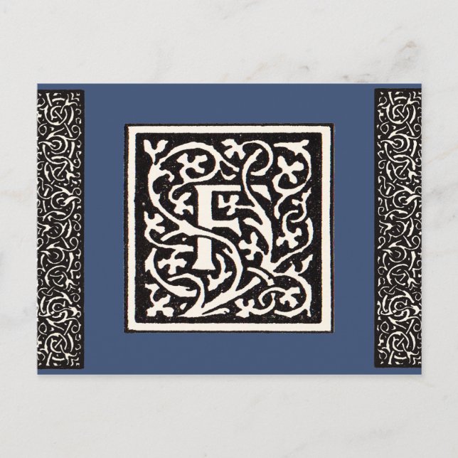 Vintages Monogramm F Art Nouveau Postkarte (Vorderseite)