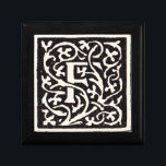 Vintages Monogramm F Art Nouveau Schmuckschachtel<br><div class="desc">Jugendstil-Briefe - Monogramme aus der Kunst- und Handwerksbewegung Dieser Buchstabe F ist ein schönes, robustes Monogramm, das 1901 erstellt und in einem Set von Büchern veröffentlicht wurde. Das Monogramm F ist umgeben von einem wunderschönen, handgezeichnet Weinmuster, das zu jener Zeit im Jugendstil-Stil gehalten war und durch stilisierte und fließende Designs,...</div>
