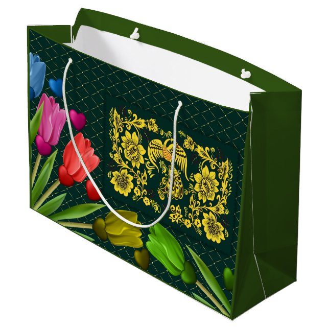 Vintages Monogramm Große Geschenktüte (Rückseite Schrägansicht)