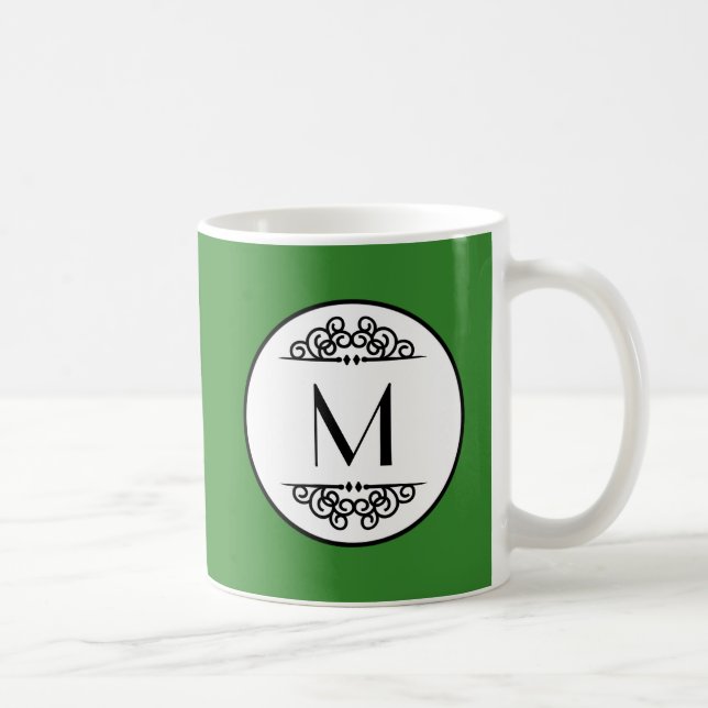 Vintages Monogramm Grün - Tasse (Rechts)