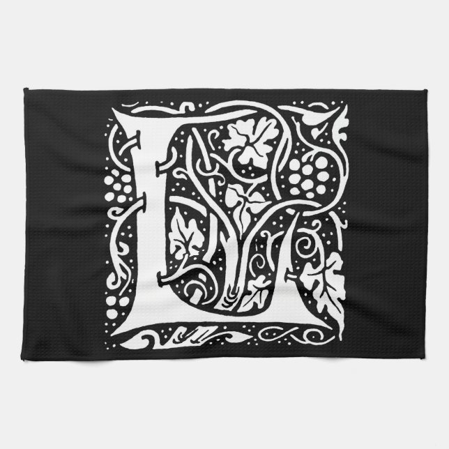 Vintages Monogramm L Art Nouveau Geschirrtuch (Horizontal)