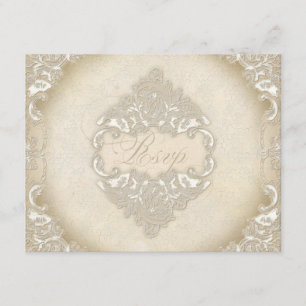 Vintages Monogramm Lace Wild Pink Rose Swirl Forma RSVP Karte
