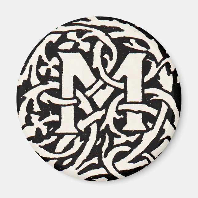 Vintages Monogramm M Art Nouveau Magnet (Vorne)