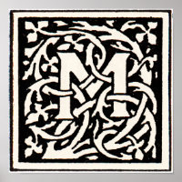Vintages Monogramm M Art Nouveau