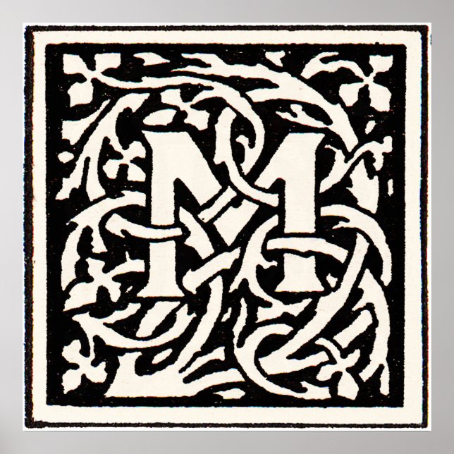 Vintages Monogramm M Art Nouveau Poster (Vorne)