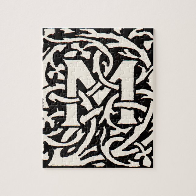 Vintages Monogramm M Art Nouveau Puzzle (Vertikal)