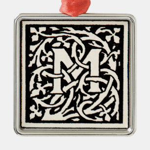Vintages Monogramm M Art Nouveau Silbernes Ornament