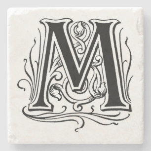 Vintages Monogramm "M" Steinuntersetzer