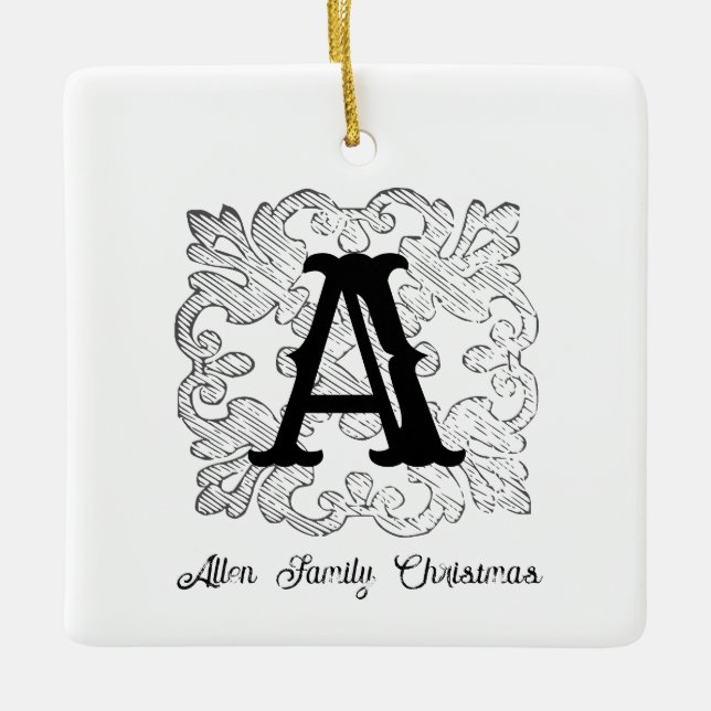 Vintages Monogramm Nr. 1 Keramikornament (Vorderseite)