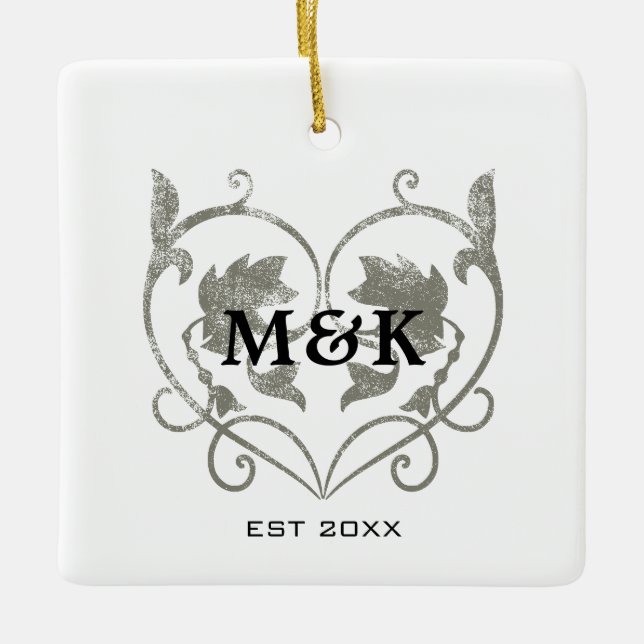 Vintages Monogramm Nr. 4 Keramikornament (Vorderseite)