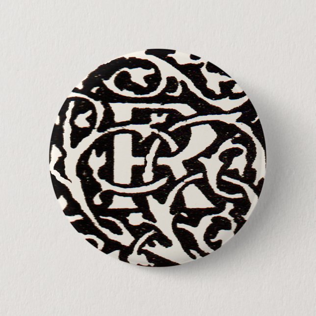 Vintages Monogramm R Art Nouveau Button (Vorderseite)