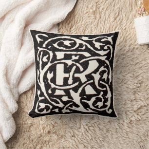 Vintages Monogramm R Art Nouveau Kissen