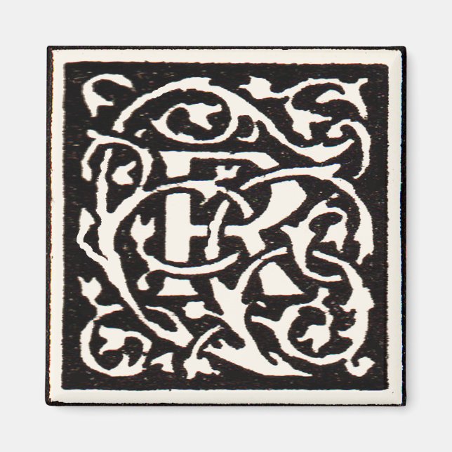 Vintages Monogramm R Art Nouveau Magnet (Vorne)