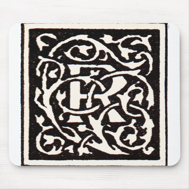 Vintages Monogramm R Art Nouveau Mousepad (Vorne)