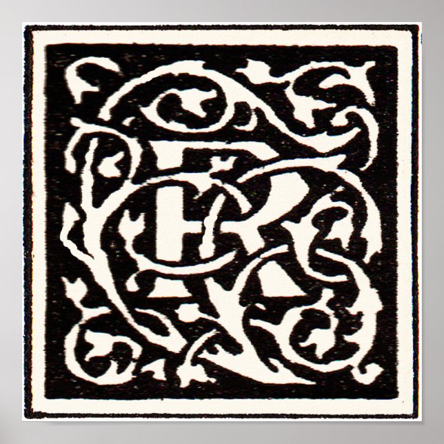 Vintages Monogramm R Art Nouveau Poster (Vorne)