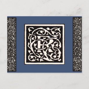 Vintages Monogramm R Art Nouveau Postkarte