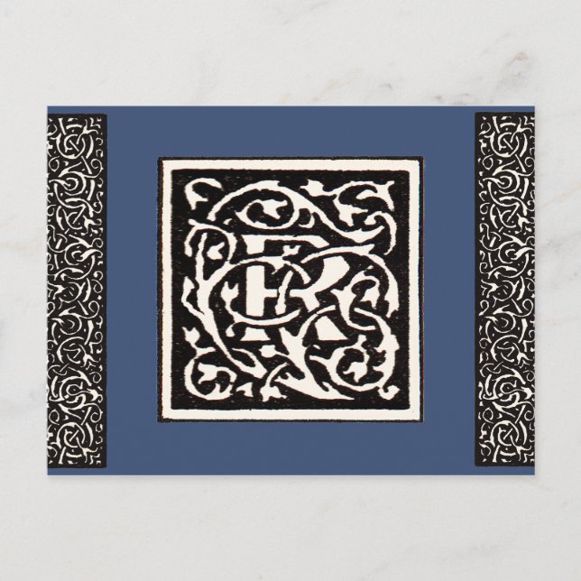 Vintages Monogramm R Art Nouveau Postkarte (Vorderseite)
