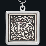 Vintages Monogramm R Art Nouveau Versilberte Kette<br><div class="desc">Jugendstil-Briefe - Monogramme von der Kunst- und Handwerksbewegung Dieser Buchstabe R ist ein schönes, robustes Monogramm R, das 1901 erstellt und in einem Set von Büchern veröffentlicht wurde. Das Monogramm R ist umgeben von einem wunderschönen, handgezeichnet Weinmuster, das zu jener Zeit im Jugendstil-Stil gehalten war und durch stilisierte und fließende...</div>