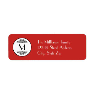 Vintages Monogramm Rot - Rücksendeadresse