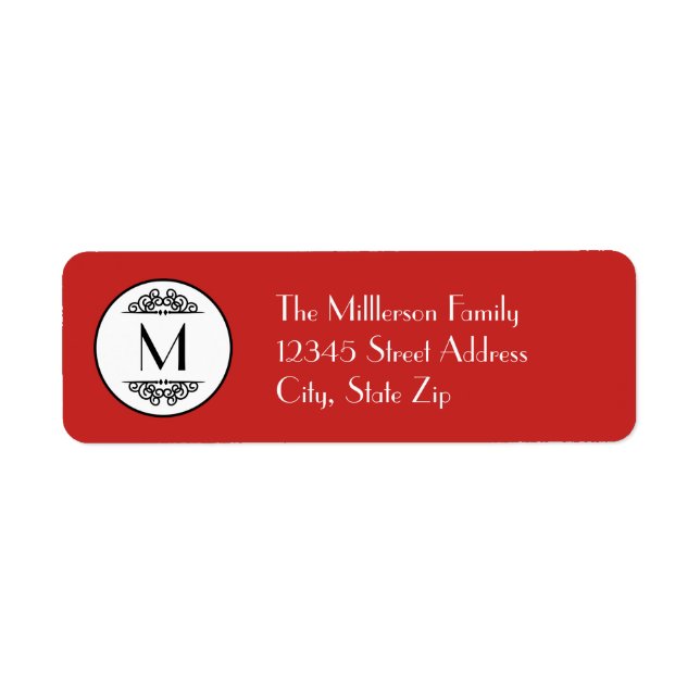 Vintages Monogramm Rot - Rücksendeadresse (Vorne)