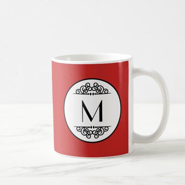 Vintages Monogramm Rot - Tasse (Rechts)