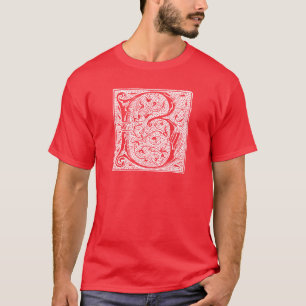 Vintages Monogramm-Schwarz-weiße "b-" Initialen T-Shirt
