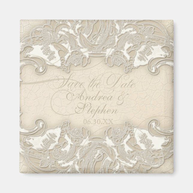 Vintages Monogramm Spitzen-Barock-Ätzen, formale S Magnet (Vorne)