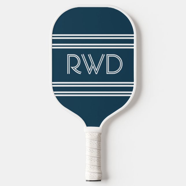 Vintages Monogramm Streifen Pickleball Schläger (Vorderseite)
