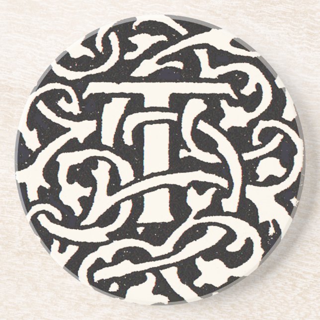 Vintages Monogramm T Art Nouveau Getränkeuntersetzer (Vorne)