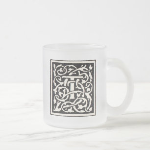 Vintages Monogramm T Art Nouveau Mattglastasse