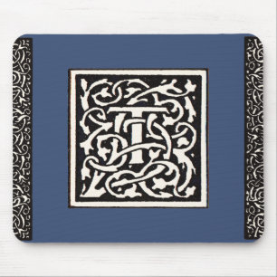 Vintages Monogramm T Art Nouveau Mousepad