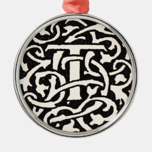 Vintages Monogramm T Art Nouveau Ornament Aus Metall