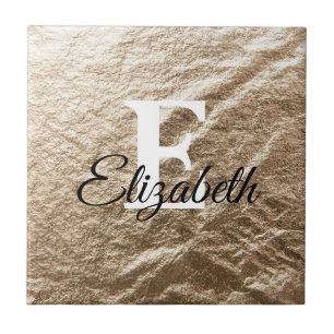 Vintages Monogramm-Typografie, vergoldetes Papier Fliese