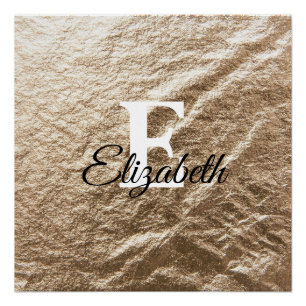 Vintages Monogramm-Typografie, vergoldetes Papier Poster
