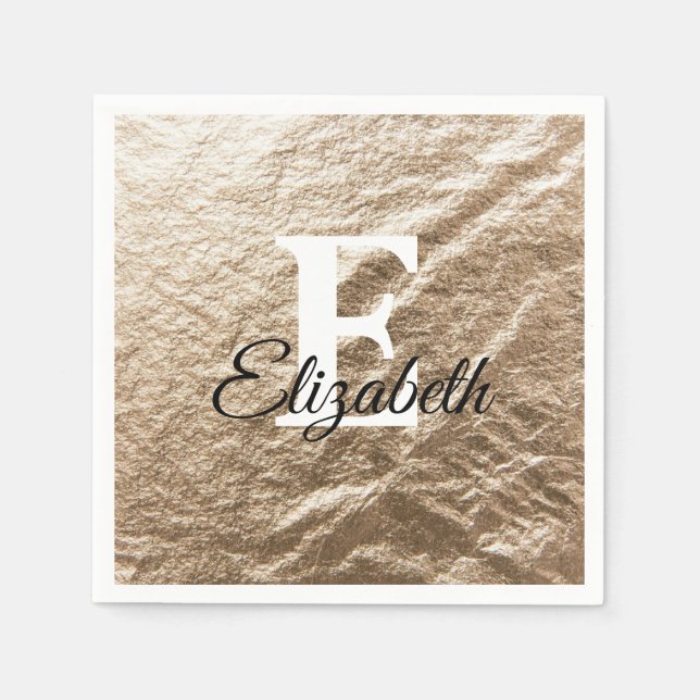 Vintages Monogramm-Typografie, vergoldetes Papier Serviette (Vorderseite)