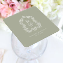 Vintages Monogramm Wappen Sage Green Wedding
