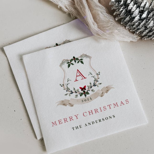 Vintages Monogramm Weihnachtspapier Napkins Serviette (Von Creator hochgeladen)