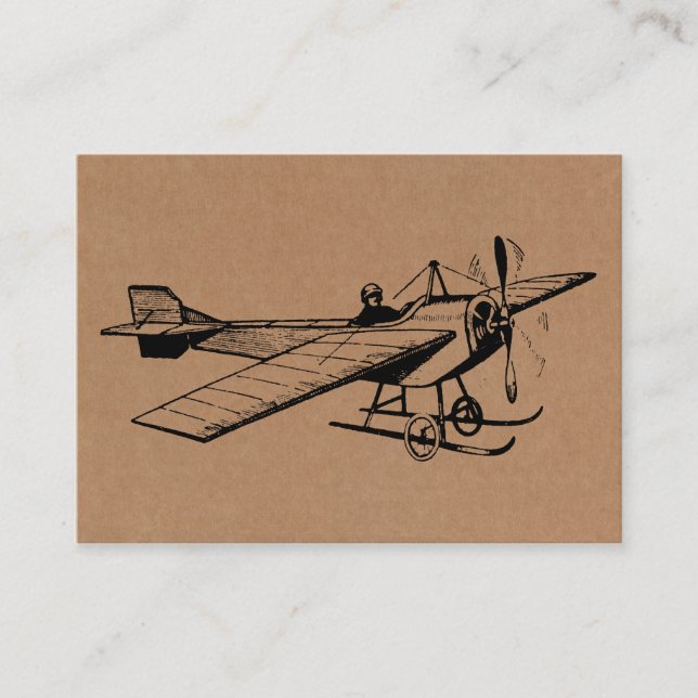 Vintages Monoplane - Schwarz auf Papptex Visitenkarte (Vorderseite)