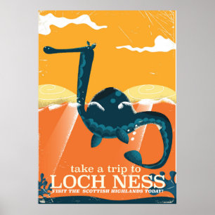 Vintages Monster Hochländer Loch Ness Schottland Poster