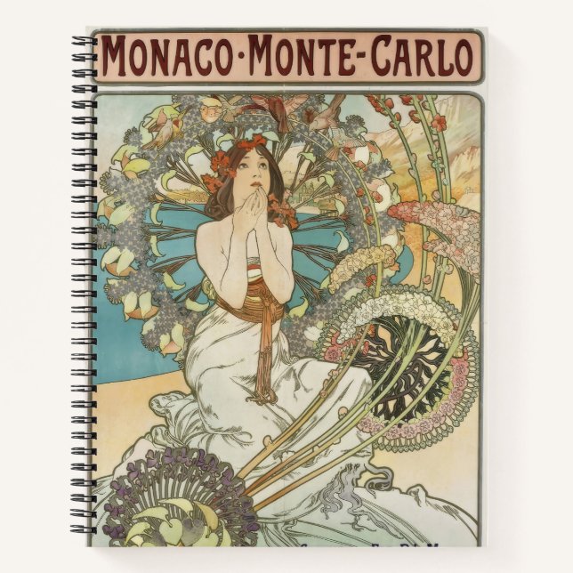Vintages Mont-Carlo-Poster von Alphonse Mucha Notizbuch (Vorderseite)