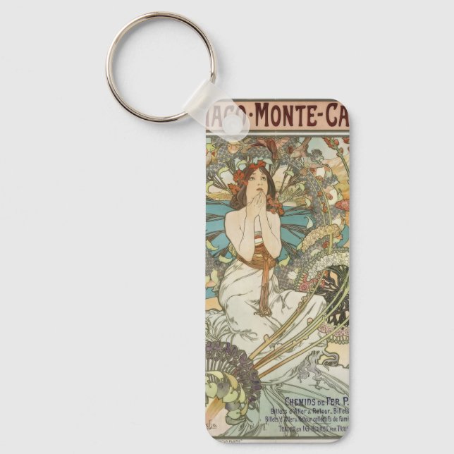 Vintages Mont-Carlo-Poster von Alphonse Mucha Schlüsselanhänger (Vorderseite)