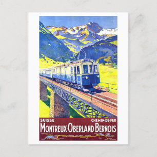 Vintages Montreux-Oberland Bernois Reiseplakat Postkarte