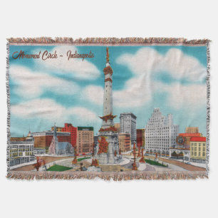 Vintages Monument Circle Indianapolis Throw Blanke Decke