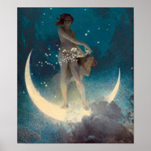 Vintages Moon and Stars Poster